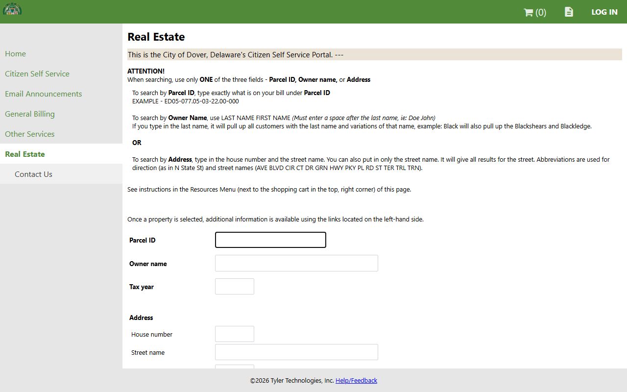 Dover Property Tax Records - City of Dover Citizen Self Service Portal for property tax lookup