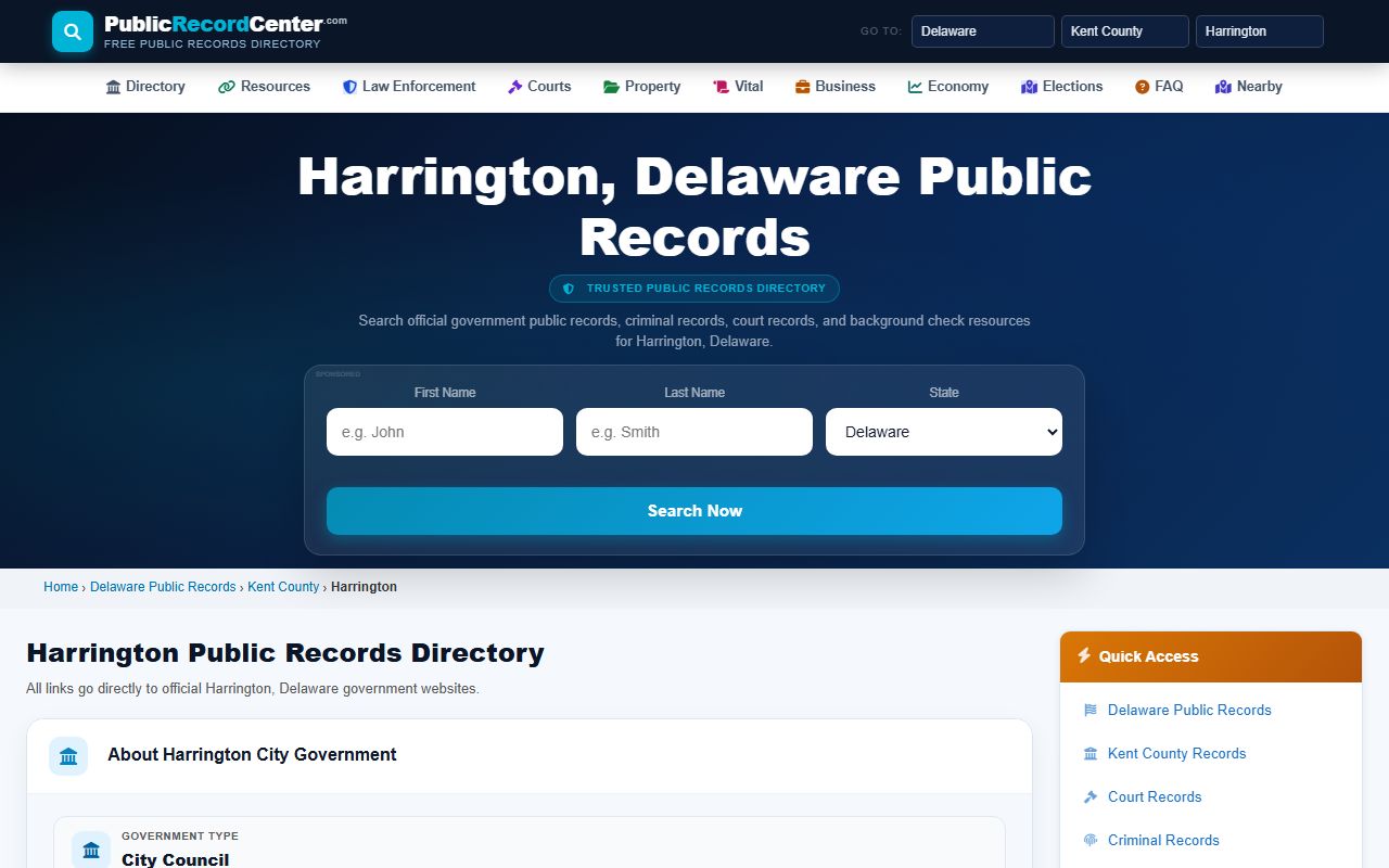 Harrington Property Tax Records - Kent County property records system for Harrington parcels