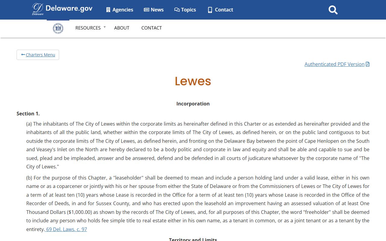 Lewes Property Tax Records - Lewes City Charter assessment provisions and appeal process