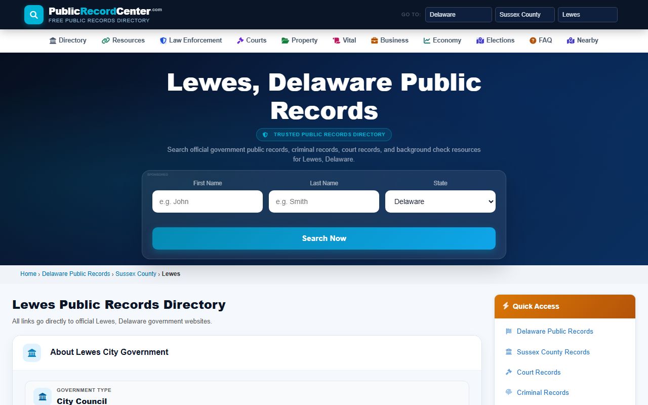 Lewes Property Tax Records - Sussex County official website for Lewes property tax records