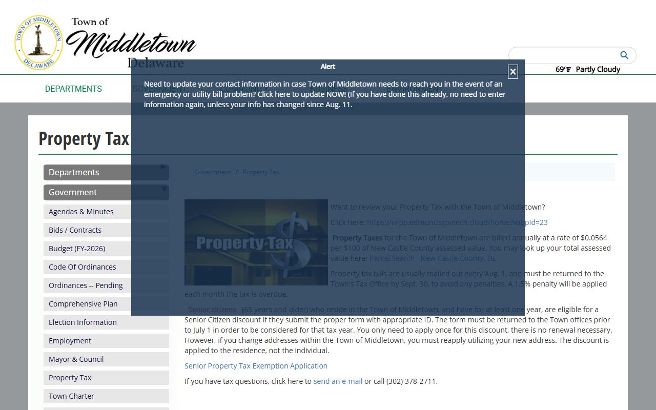Middletown Property Tax Records - Town of Middletown property tax page