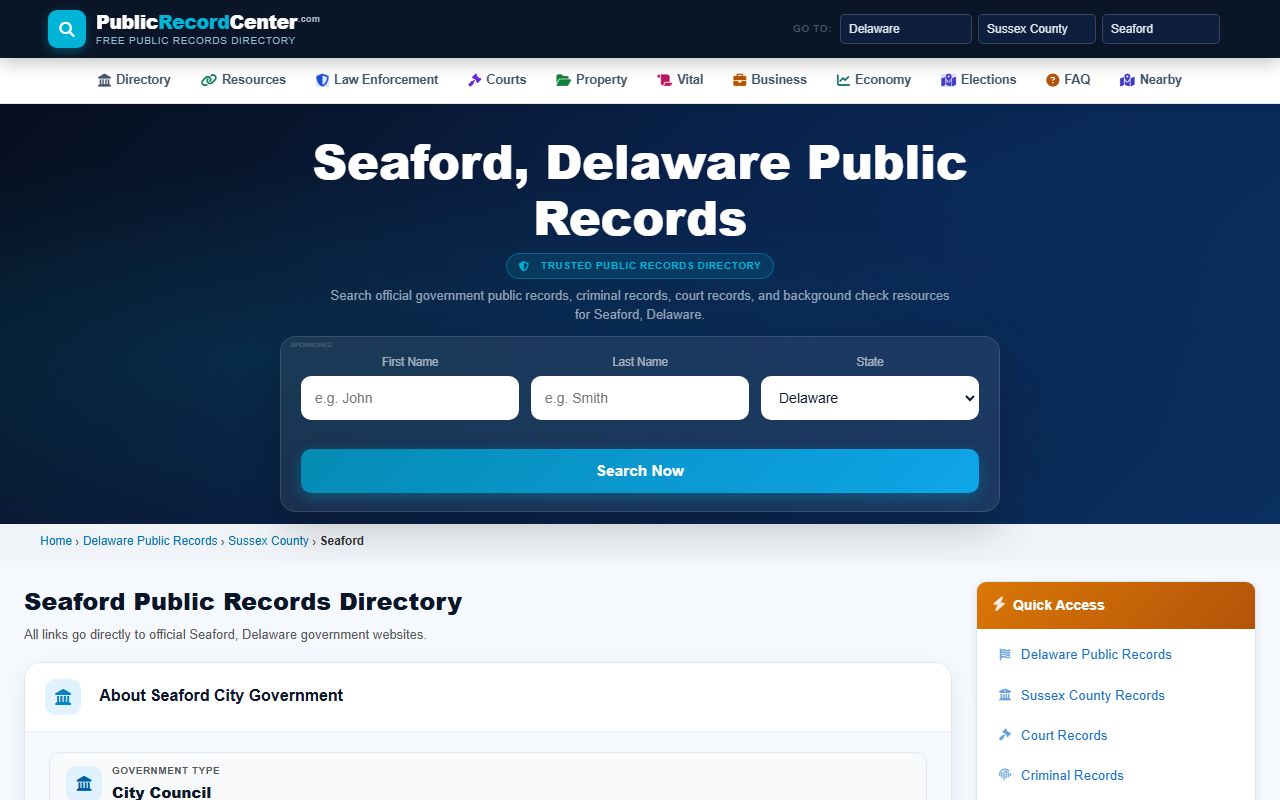 Seaford Property Tax Records - Sussex County property search portal for Seaford parcels