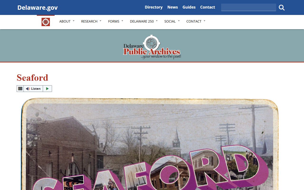 Seaford Property Tax Records - Delaware Archives historical tax information for Seaford