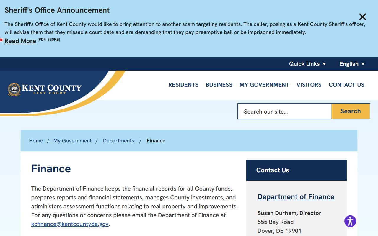 Kent County Property Tax Records - Kent County Department of Finance website