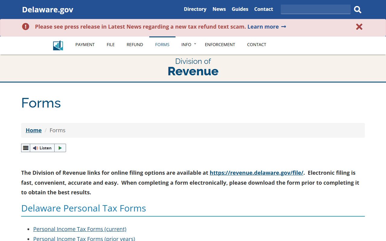 Delaware Property Tax Records - Division of Revenue Forms Library